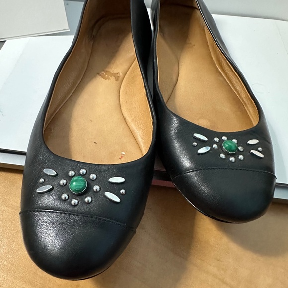 Coach Black Leather Flats – Size 9, Jewel Detail - Picture 1 of 9